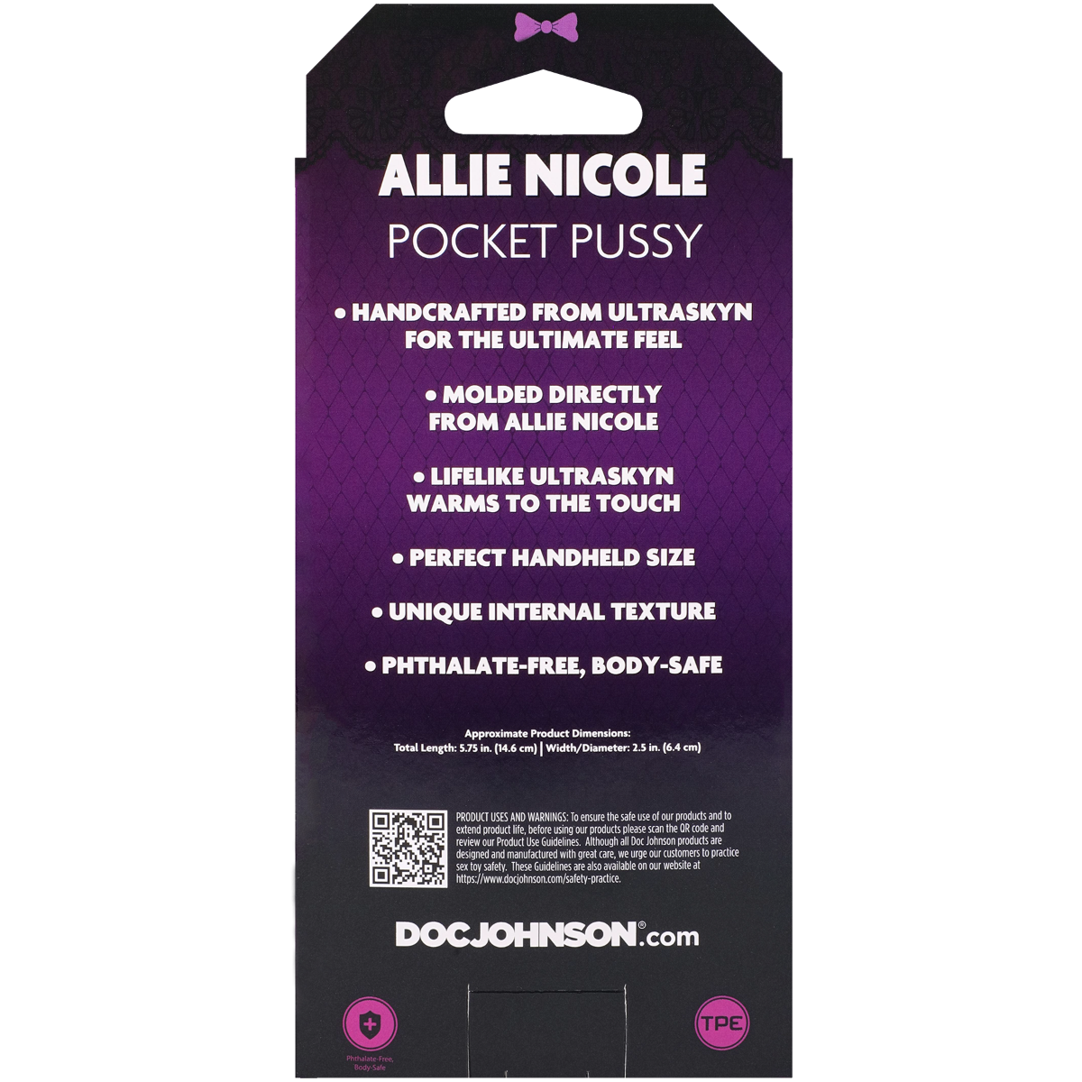 Allie Nicole Pocket Pussy packaging with purple and black design