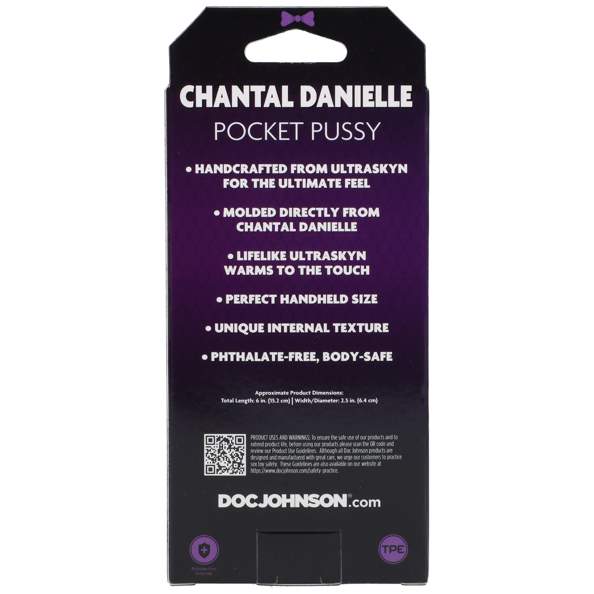 Product packaging for 'Pocket Pussy' by Chantal Danielle with purple and black design.