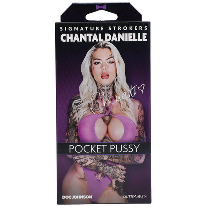 Product packaging for 'Pocket Pussy' by Chantal Danielle with a purple theme.