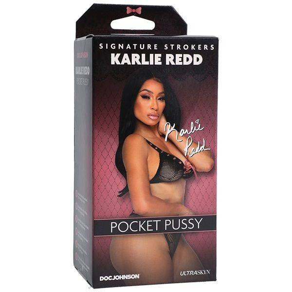 Product packaging for 'Pocket Pussy' by Karlie Redd with branding and product name displayed.