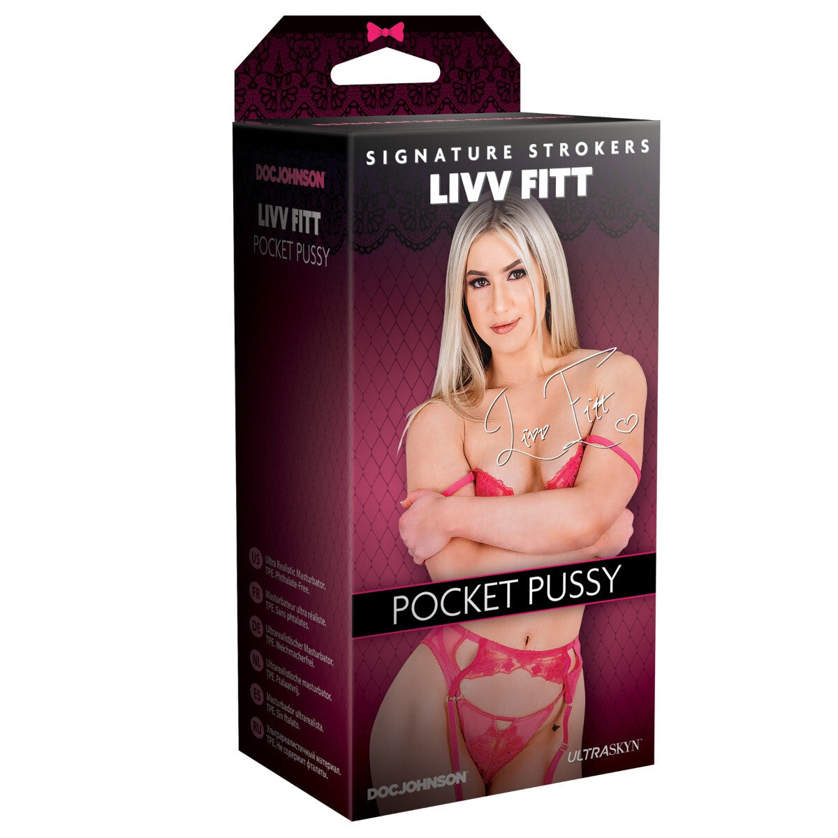 Product packaging for 'Pocket Pussy' by LIVV FITT with a model on the box.