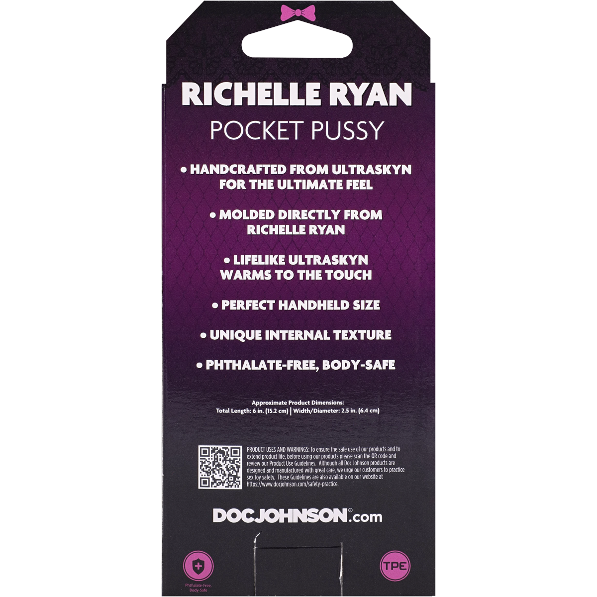 Product packaging for 'Pocket Pussy' by Richelle Ryan with purple and white design.