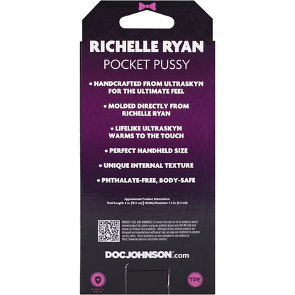 Product packaging for 'Pocket Pussy' by Richelle Ryan with purple and white design.