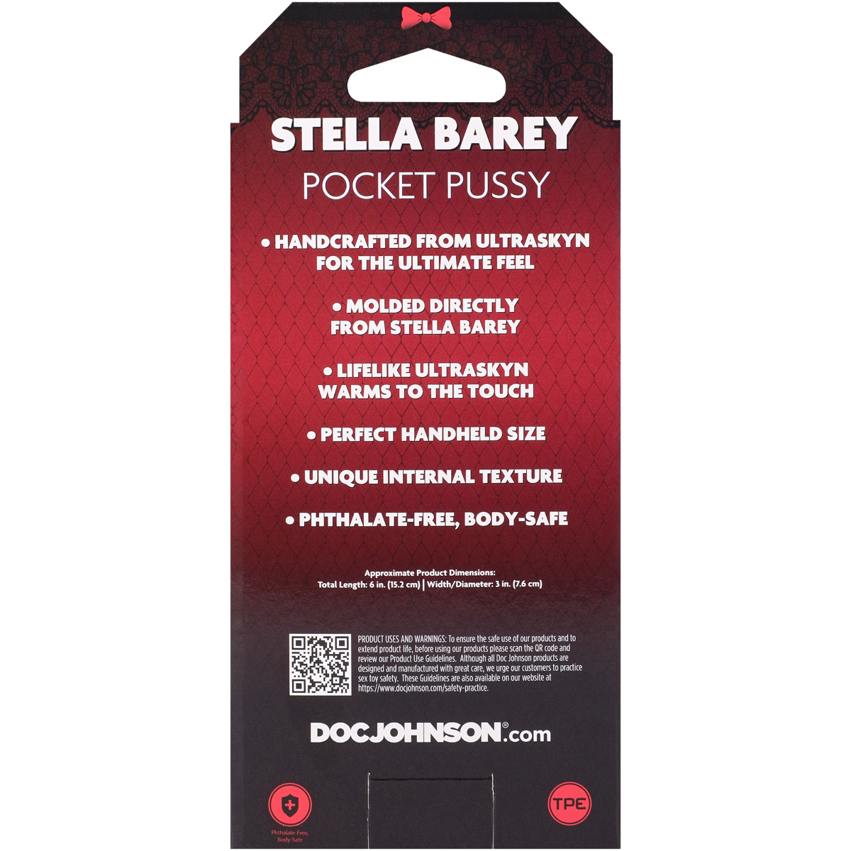 Stella Barey pocket Pussy packaging with product details on a white background