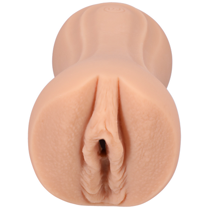 Realistic silicone model of a pussy on a white background
