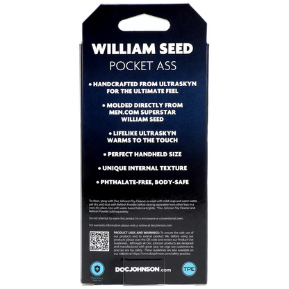 Product packaging with 'William Seed' branding and text on a white background