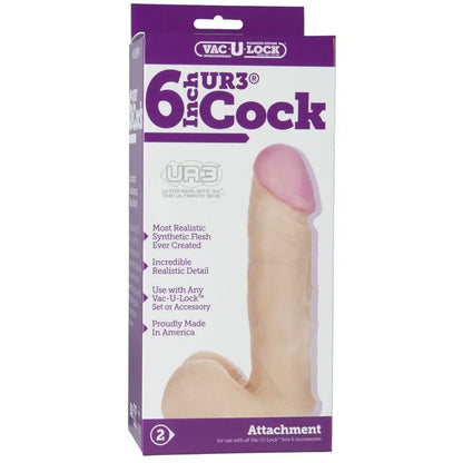 Package of a 6-inch cock attachment with visible branding on a white background