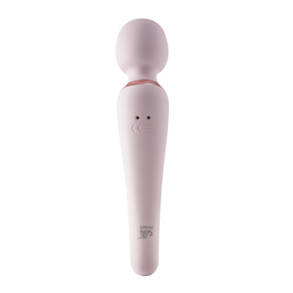 Pink handheld electronic massage device on a white background