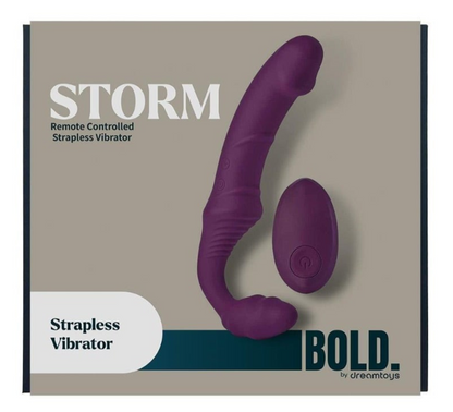 Purple strapless vibrator on a beige background with 'Dream Toys' branding