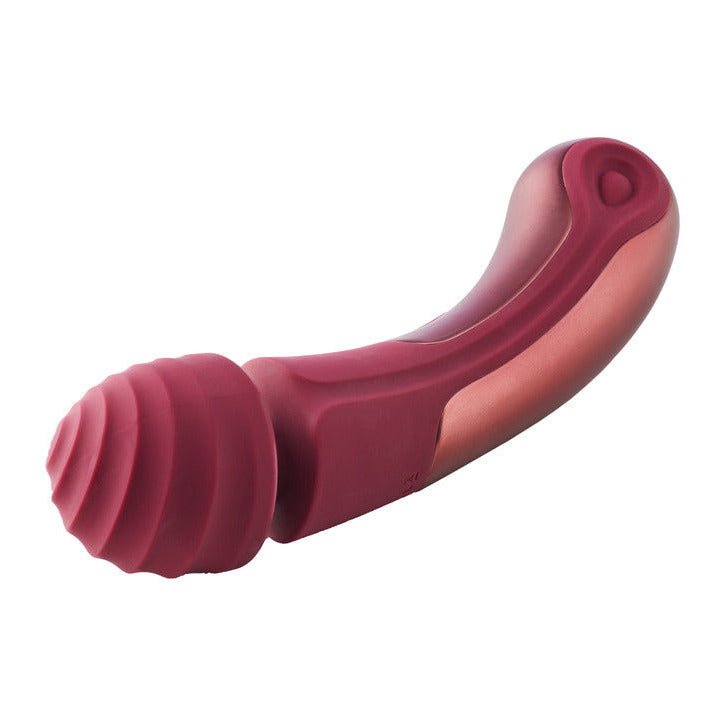 Red and pink handheld massager on a white background