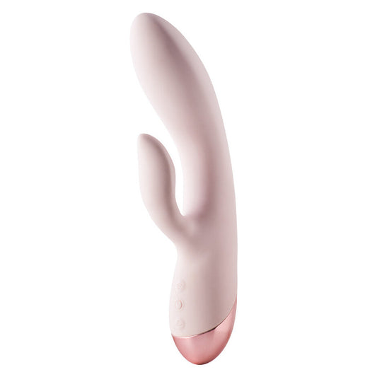 Pink and rose gold electronic device on a white background