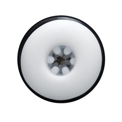 Round white masturbator with black rim on a white background