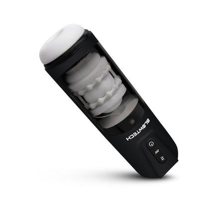 Black and white auto stroker masturbator on a white background