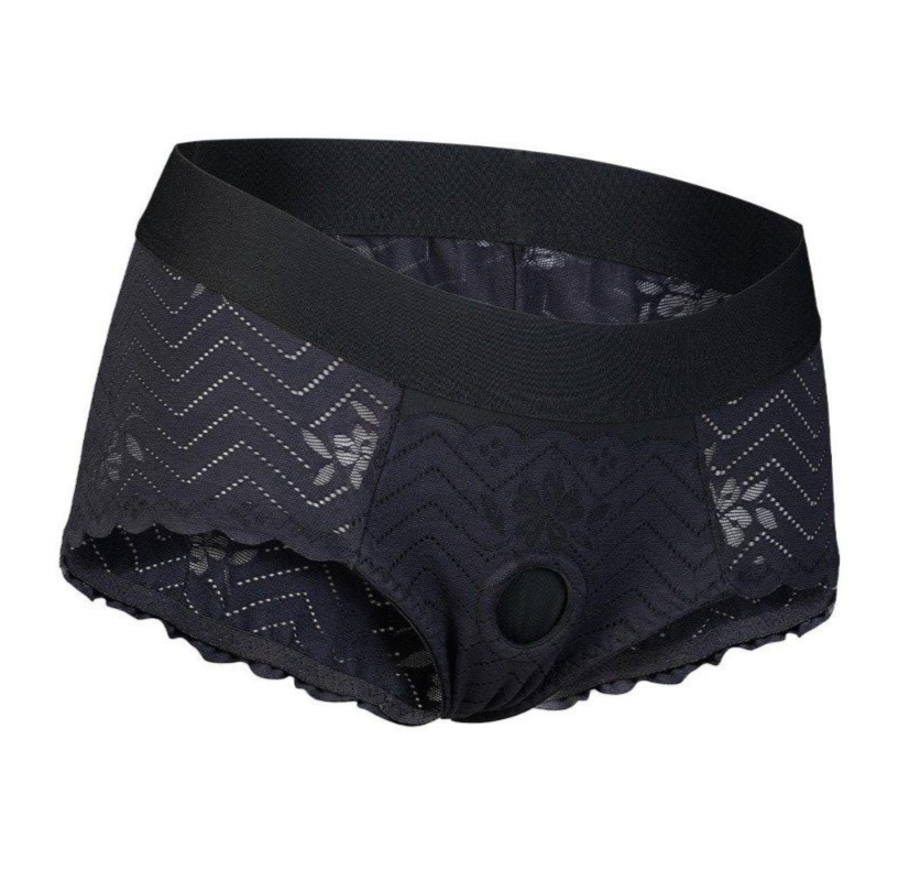 Black patterned underwear on a white background