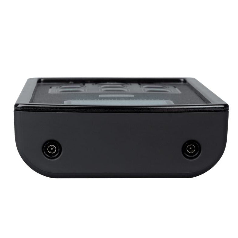 Black electronic device with a screen on a white background