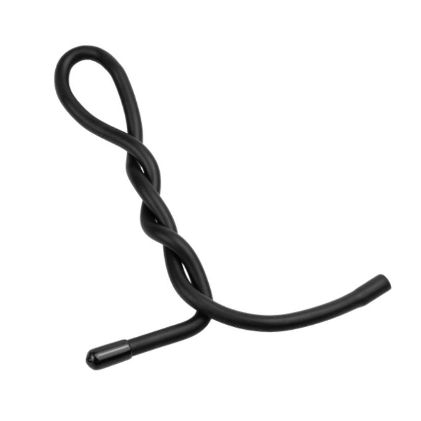 Black silicone hose on a white background