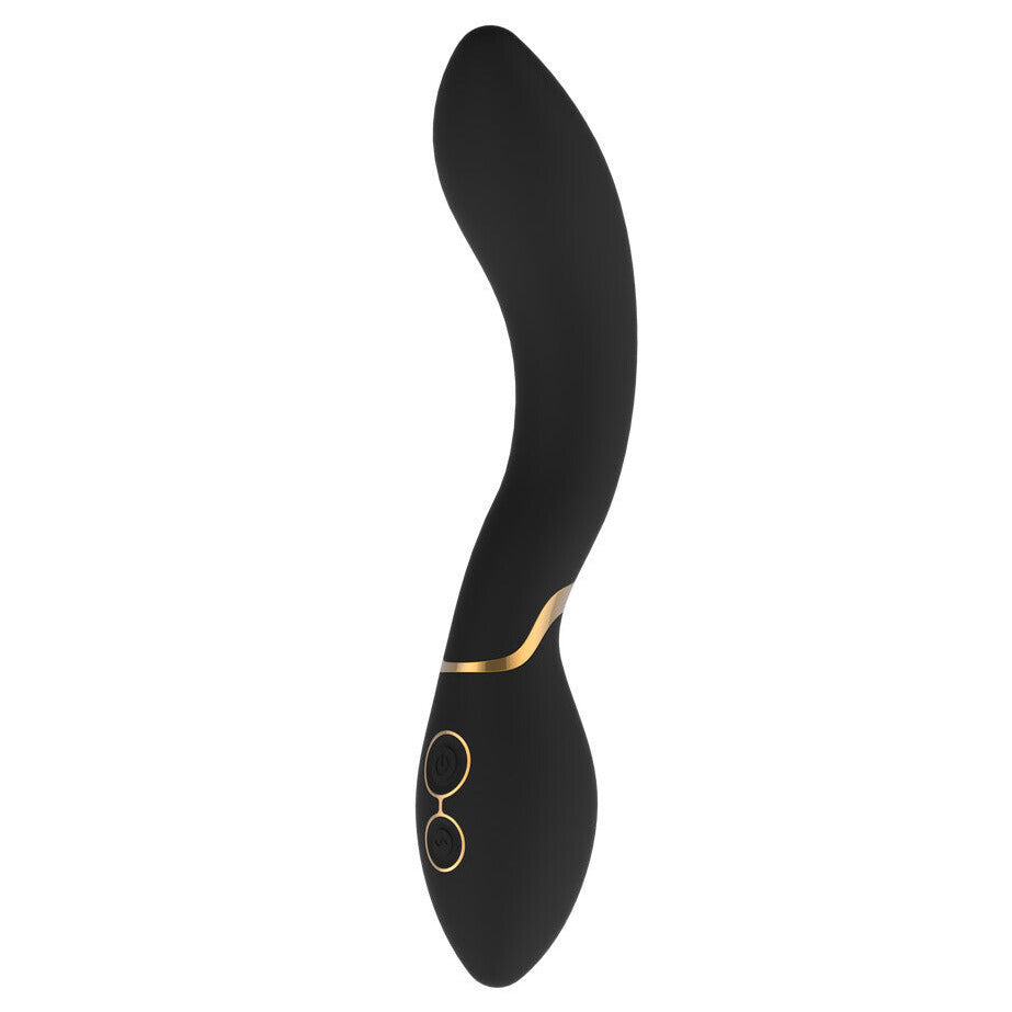 Black and gold vibrator on a white background