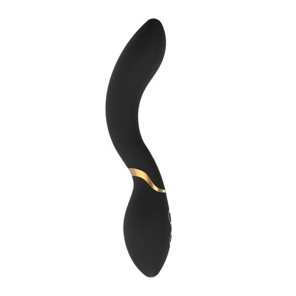 Black and gold curved vibrtor on a white background
