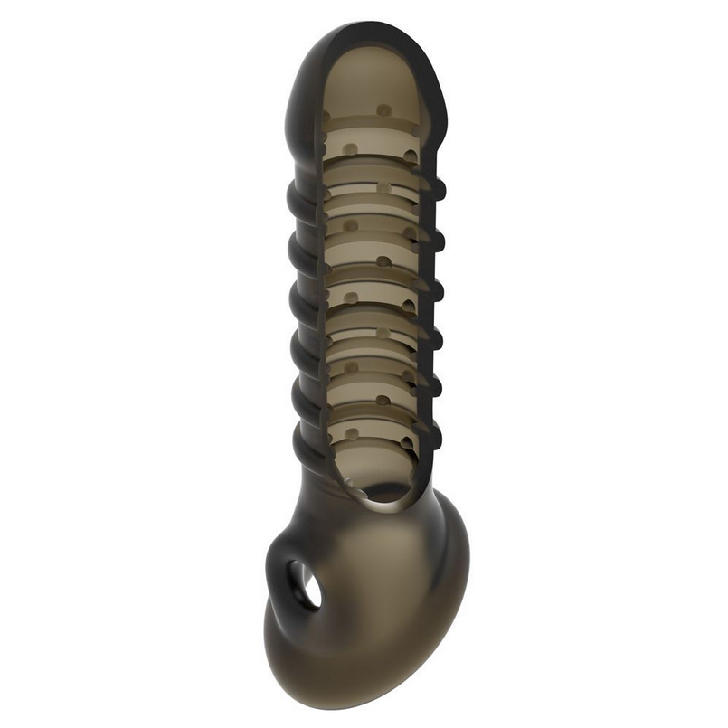 Emperor Penis Sleeve Smoke Ribbed Textured Hollow Extender 7 Inch Cock Extension