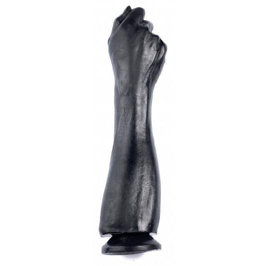 Black fist shaped dildo on a white background