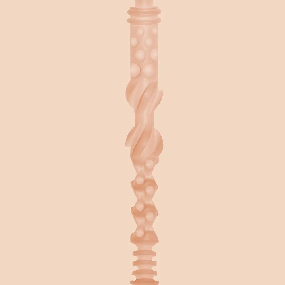 Decorative column with wavy design on a peach background