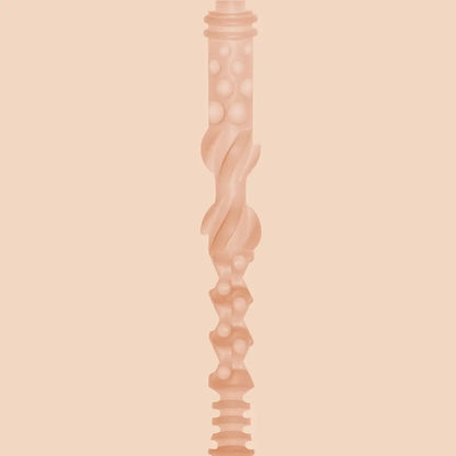 Decorative column with wavy design on a peach background