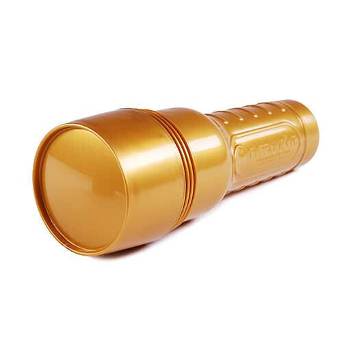 Gold fleshlight on a white background