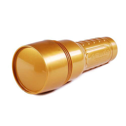 Gold fleshlight on a white background