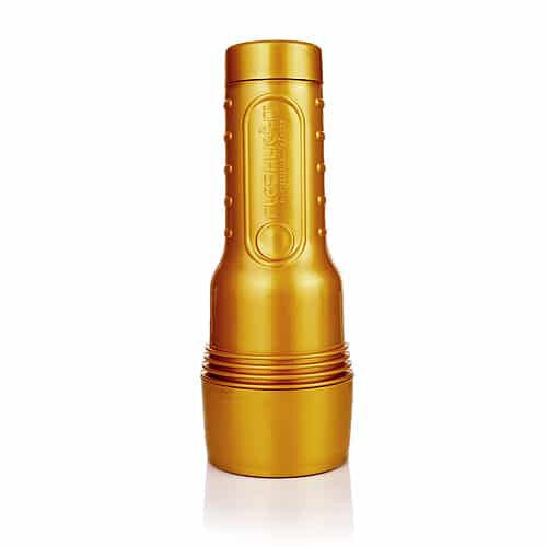 Gold fleshlight on a white background
