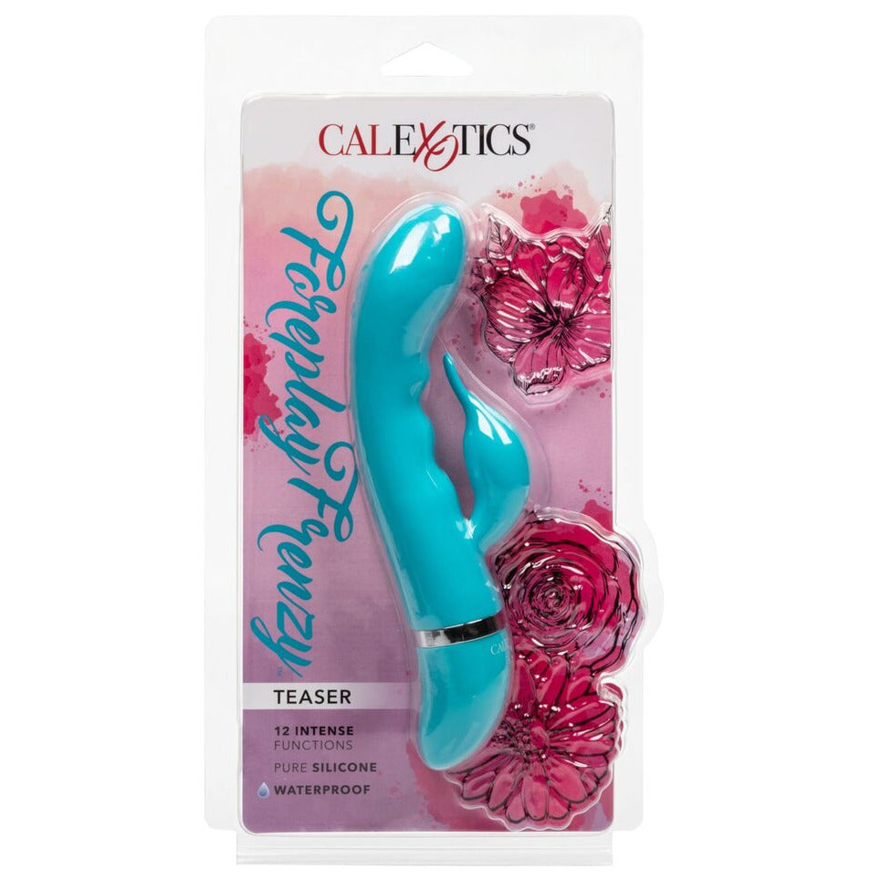 Calexotics teal forplay frenzy teaser with pink floral design on packaging