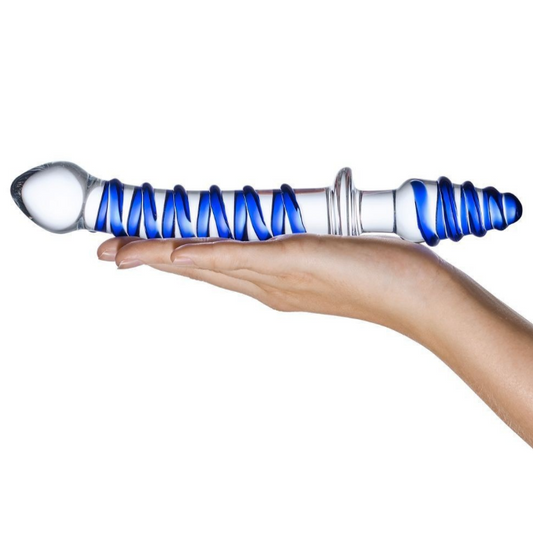 Gläs 10 Inch Mr Swirly Dual Double End Handblown Glass Cock Dildo Anal Butt Plug