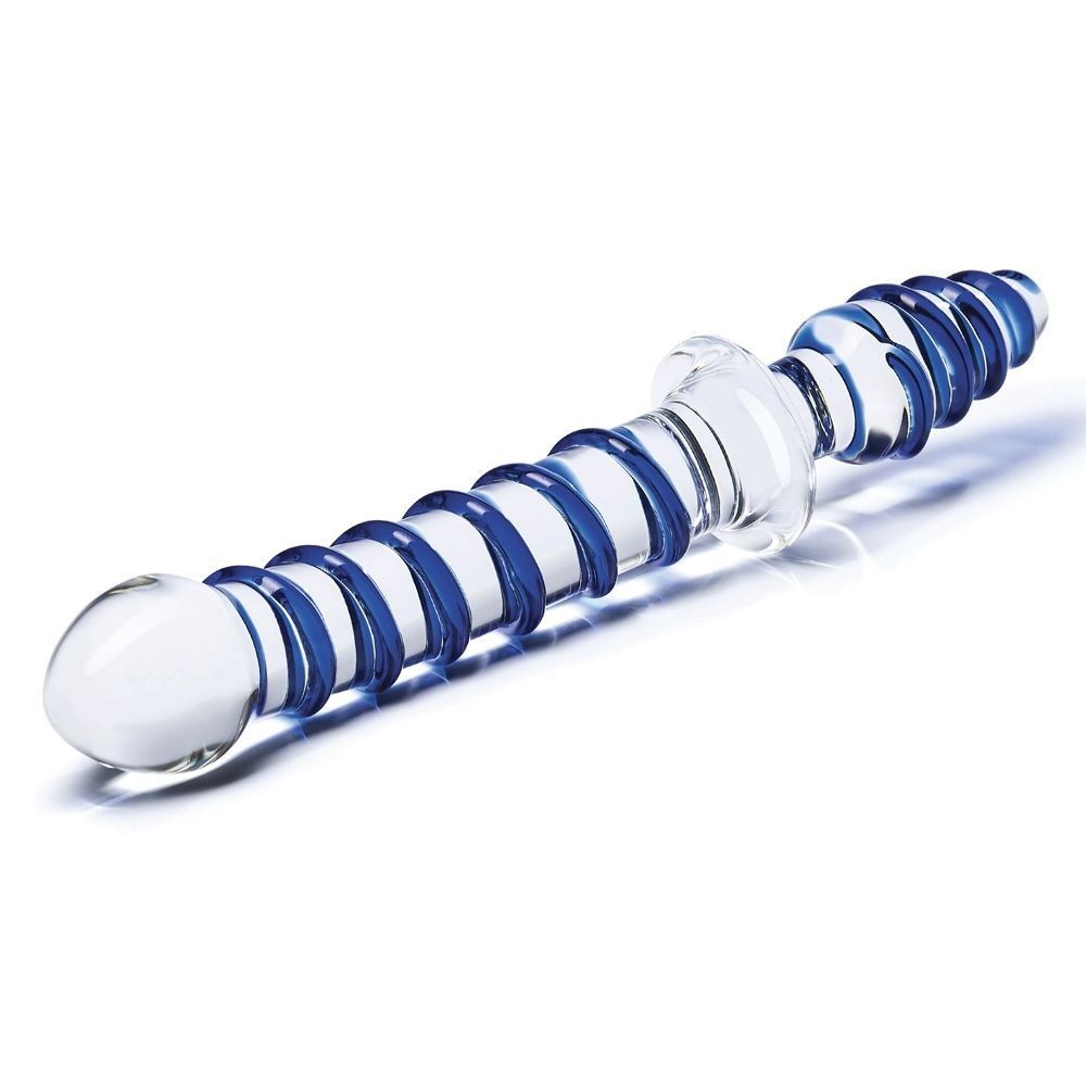 Glas 10 Inch Mr Swirly Dual Double End Handblown Glass Cock Dildo Anal Butt Plug 1