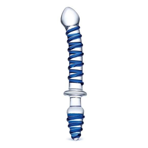 Glas 10 Inch Mr Swirly Dual Double End Handblown Glass Cock Dildo Anal Butt Plug 1
