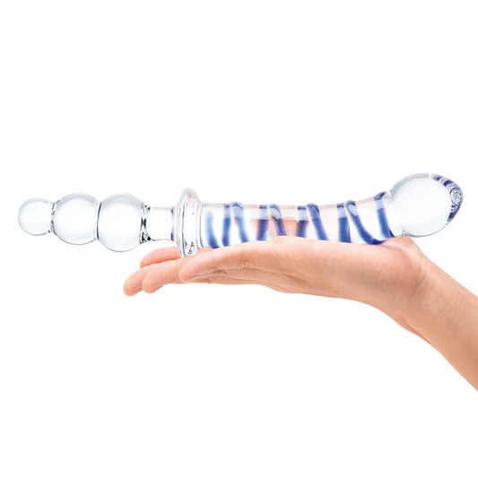 Glas 10 Inch Twister Dual Double Ended Handblown Glass Cock Dildo Anal Butt Plug