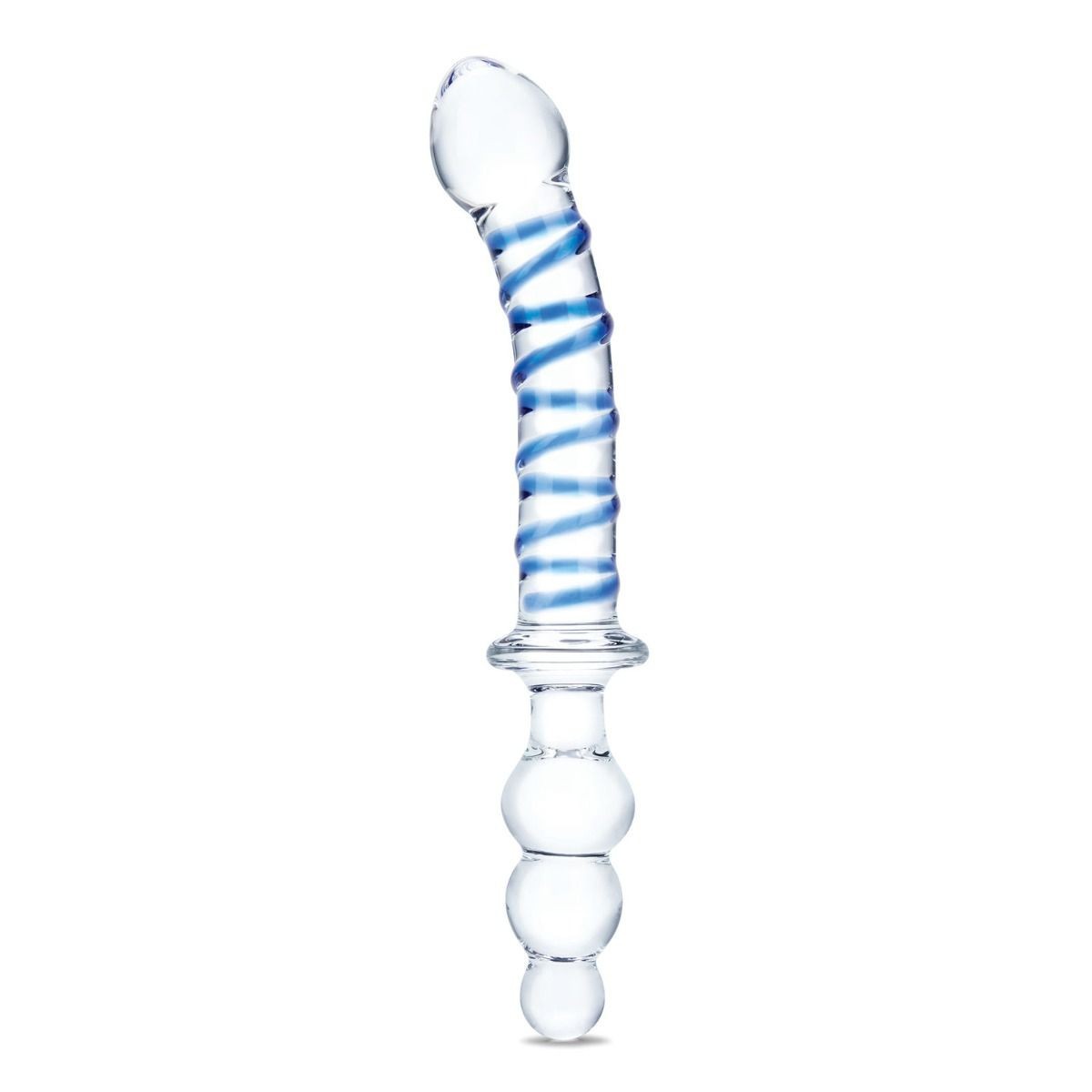 Glas 10 Inch Twister Dual Double Ended Handblown Glass Cock Dildo Anal Butt Plug