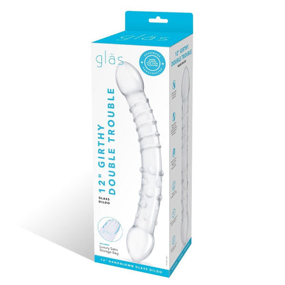 Glas double trouble dildo packaging on a white background