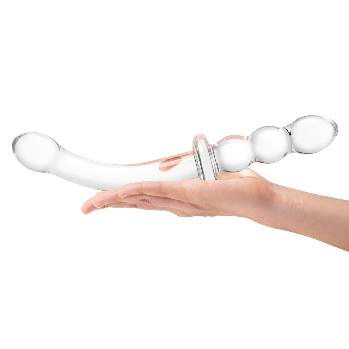 Gläs 12 Inch Girthy Ribbed Double End Handblown Glass Cock Dildo Anal Butt Plug