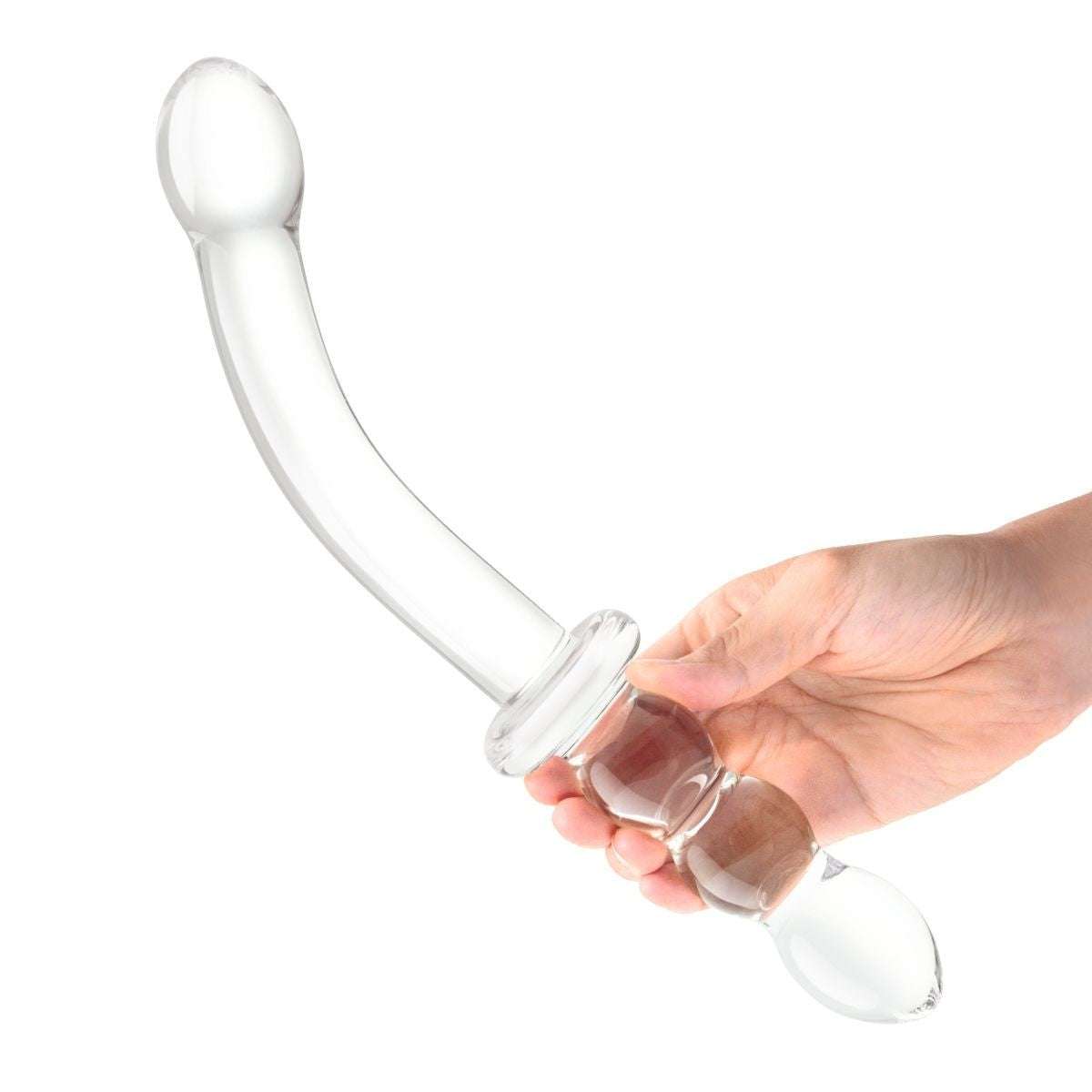 Gläs 12 Inch Girthy Ribbed Double End Handblown Glass Cock Dildo Anal Butt Plug