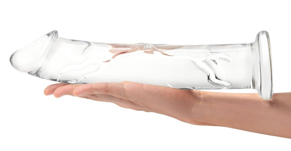 Gläs 12 Inch Standing Handblown Veiny Glass Cock Glass Dildo Flat Base Massager