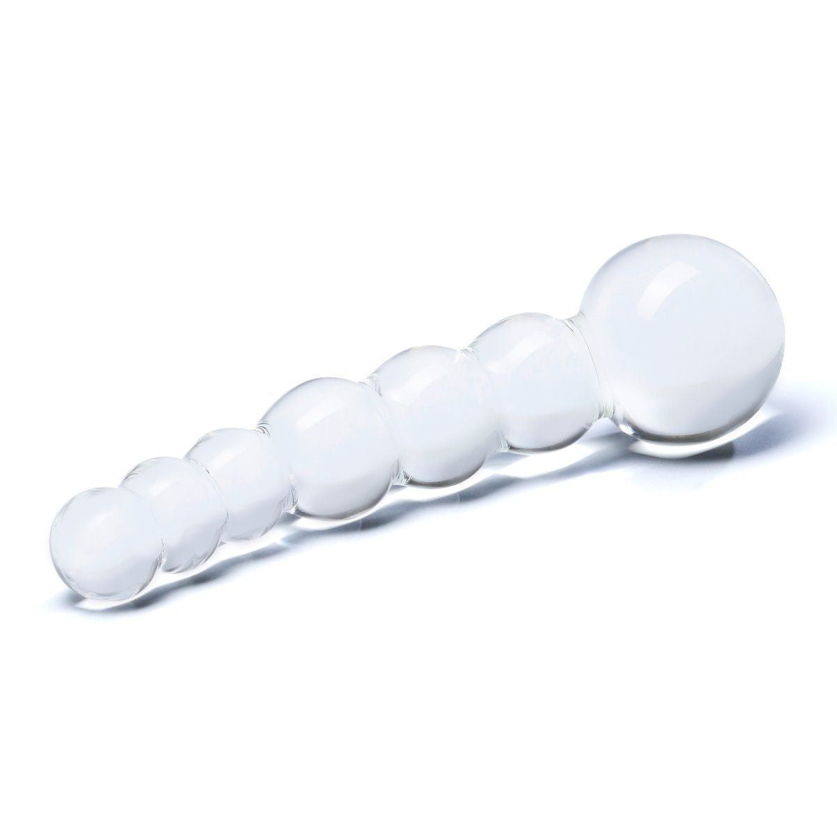 Glas 5 Inch Curved Ribbed Beaded Luxury Handblown Glass Dildo Anal Massager 
