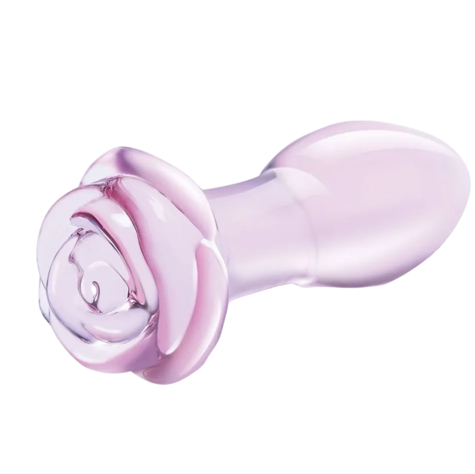 Gläs 5 Inch Rosebud Luxury Handblown Glass Anal Butt Plug Training Ass Sex Toy