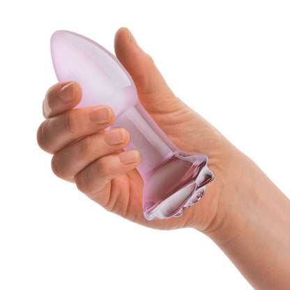 Gläs 5 Inch Rosebud Luxury Handblown Glass Anal Butt Plug Training Ass Sex Toy