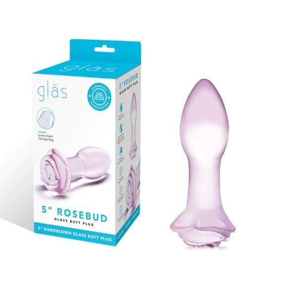 Gläs 5 Inch Rosebud Luxury Handblown Glass Anal Butt Plug Training Ass Sex Toy