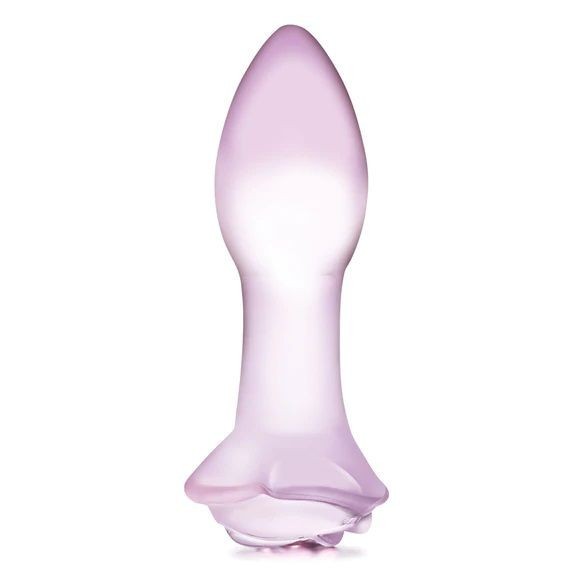 Gläs 5 Inch Rosebud Luxury Handblown Glass Anal Butt Plug Training Ass Sex Toy