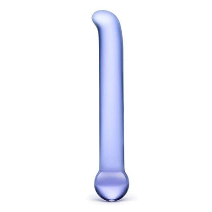 Blue glass dildo on a white background