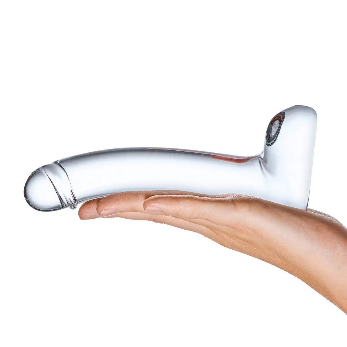 Glas_7_Inch_Realistic_Curved_Handblown_Smooth_Cock_Glass_Dildo_Flat_Base_Massager