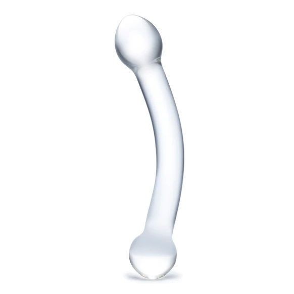 Gläs 7 Inch Smooth Curved Double Dual End Handblown Glass Cock G-Spot Anal Dildo