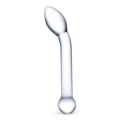 Clear glass dildo on a white background