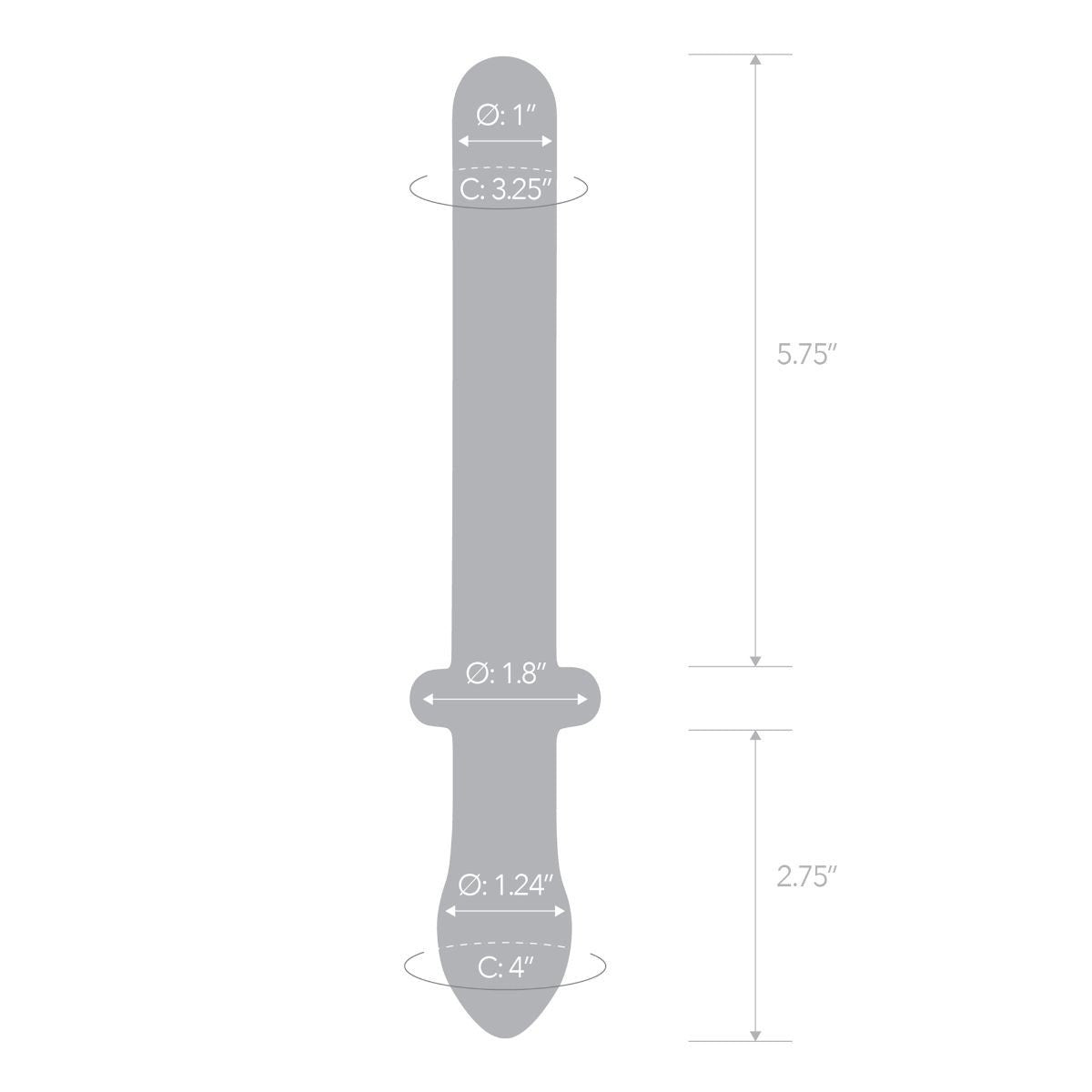 Gläs 9.25 Inch Smooth Double Dual End Handblown Glass Cock Dildo Anal Butt Plug