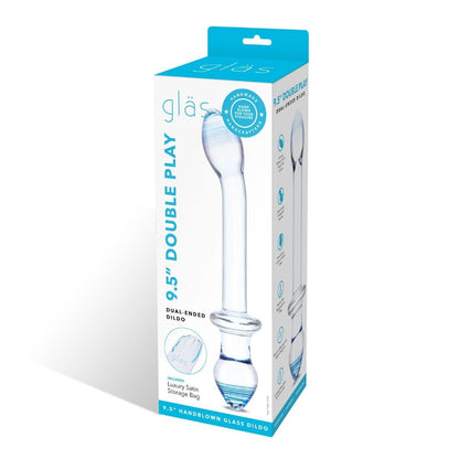 Gläs 9.5 Inch Double Play Dual Ended Handblown Glass Cock Dildo Anal Butt Plug